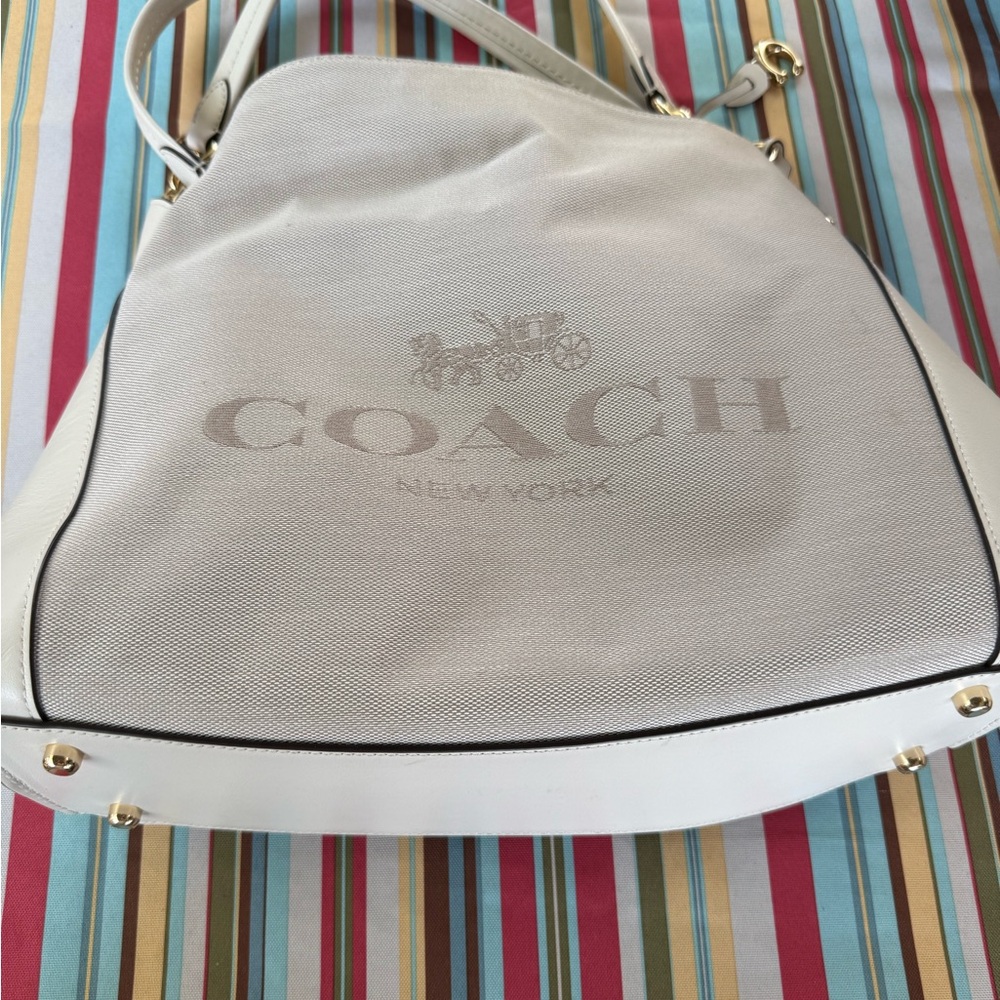 Coach White and Gray Shoulder Bag